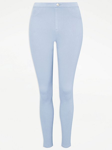 summer style essentials Blue Stretch Cropped Skinny Trousers