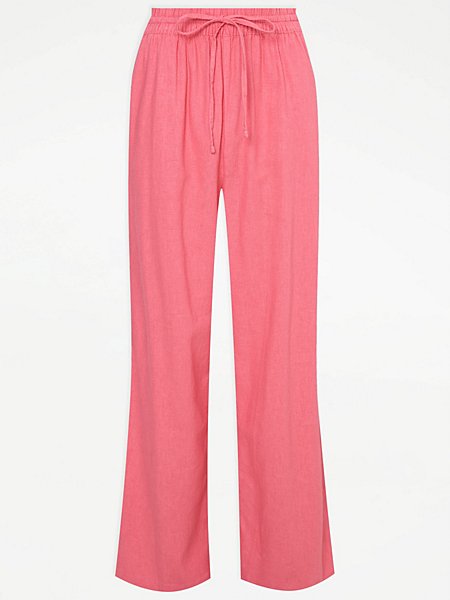 summer style essentials  Linen Blend Wide Leg Pull On Trousers