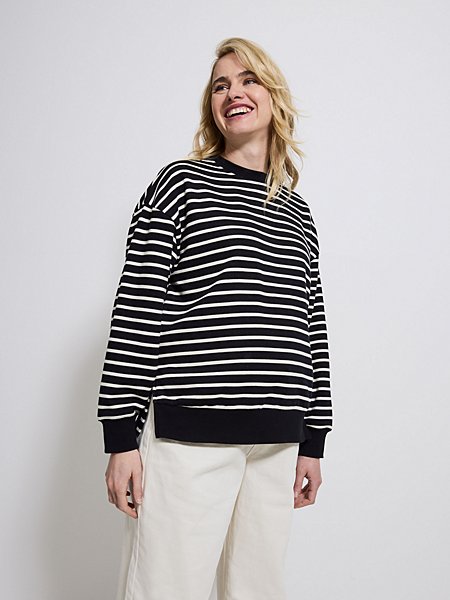 Maternity Striped Side Zip Sweatshirt