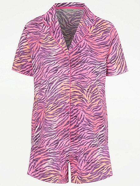 Purple Zebra Shirt Short Pyjamas