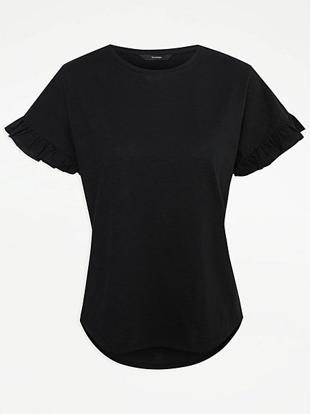 Black Frill Sleeve Top