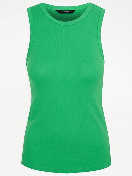 Green High Neck Ribbed Vest