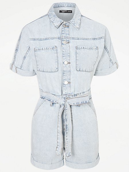 Light Wash Utility Denim Playsuit