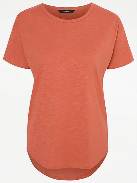 Rust Dipped Hem Pure Cotton T-Shirt