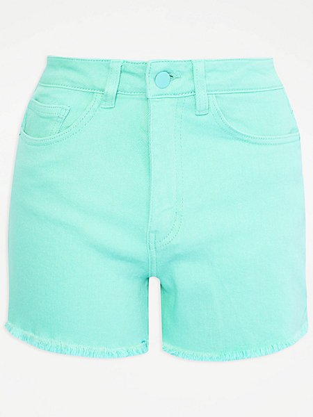 Aqua Raw Hem High Waisted Denim Shorts With Stretch