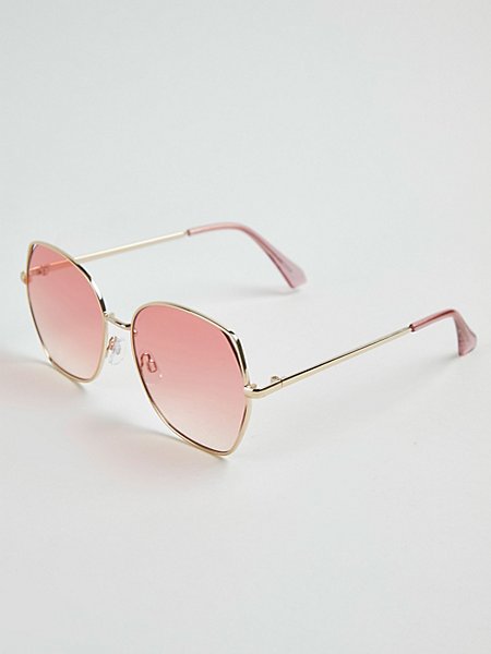 Rose Tinted Hexagon Sunglasses