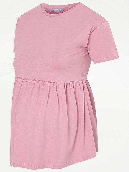 Maternity Pink Peplum Short Sleeve Top