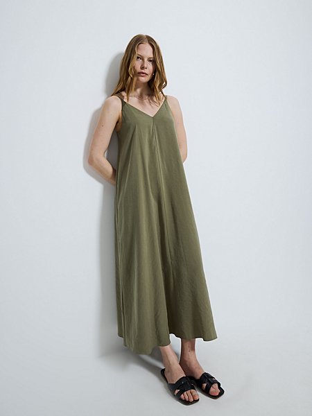 Khaki Trapeze Maxi Dress