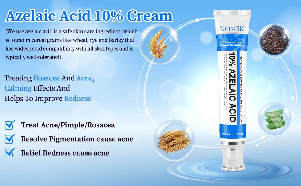 Image of Azelaic Acid Cream for Face - 10% Azelaic Acid Gel  to help Redness near nose