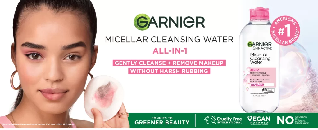 mage of Garnier Micellar Water, Hydrating Facial Cleanser & Makeup Remover