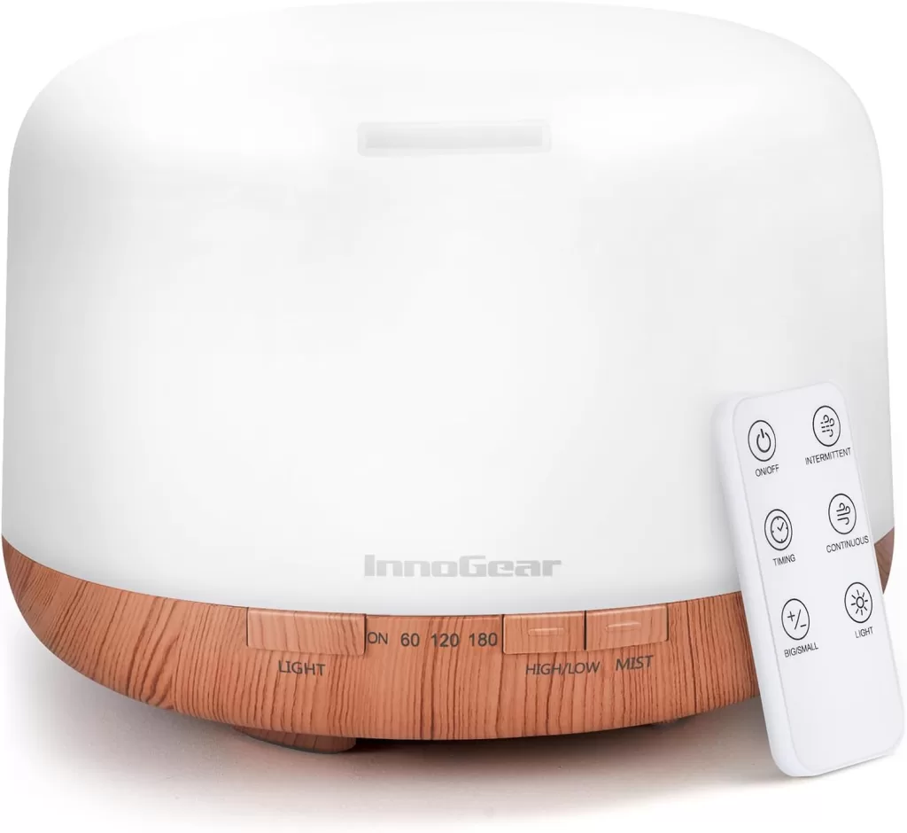 Image of InnoGear 500ml Essential Oil Diffuser with Remote Control, Premium Ultrasonic an aid to  Improve Sleep Quality