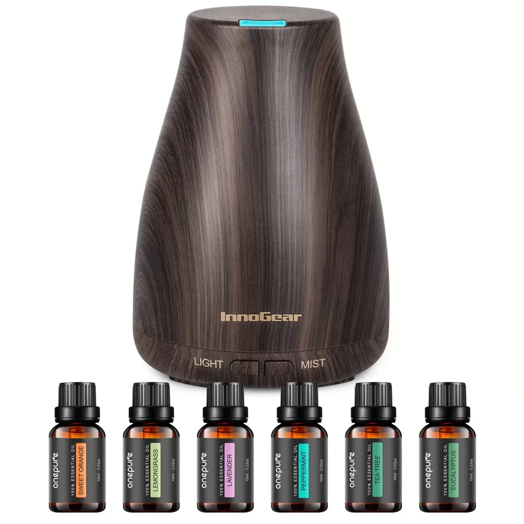 Image of InnoGear Essential Oil Diffuser with Oils, 100ml Aromatherapy Diffuser with 6 Essential Oils Set an aid to  Improve Sleep Quality