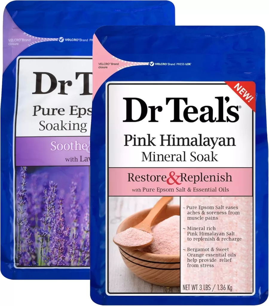 Image of Dr. Teal's Pure Epsom Salt Soaking Solution Gift Set (2 Pack, 3lbs ea for a  Relaxing Night Routine