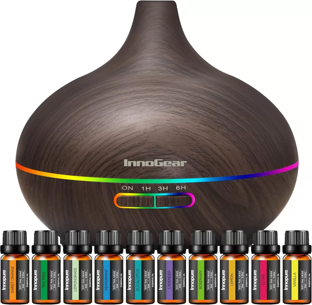 Image of InnoGear Aromatherapy Diffuser & 10 Essential Oils Set for a  Relaxing Night Routine