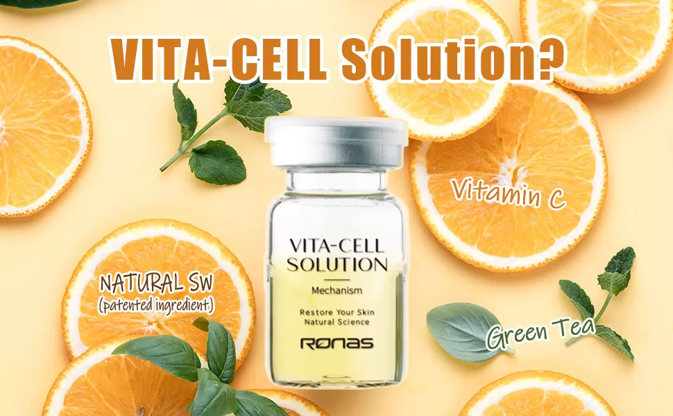 Image of Ronas VITA Cell Solution Anti Aging Serum for Face neck with Hyaluronic Acid Vitamin C Ceramide 