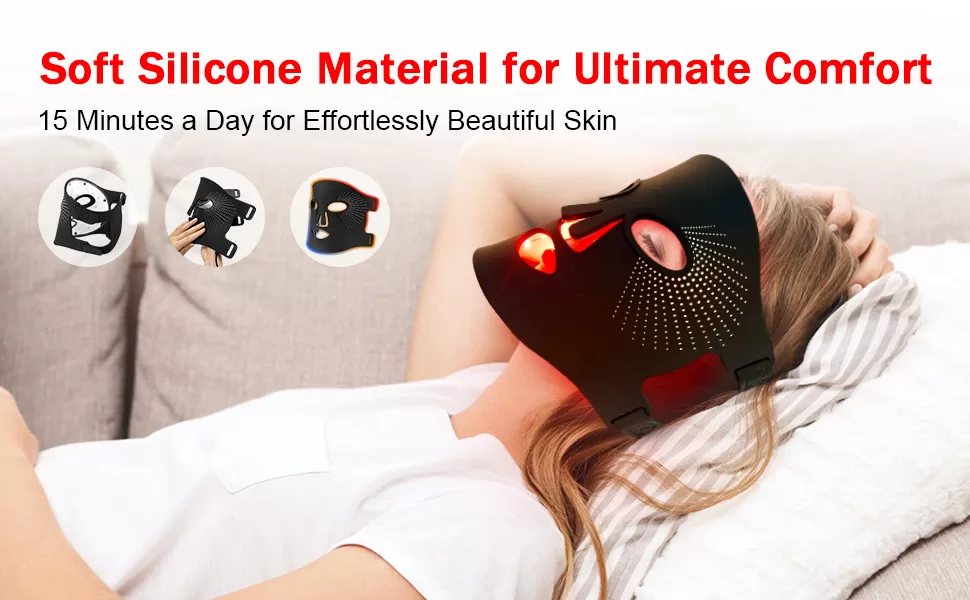 Image of Red Light Therapy for Face, Red Light Therapy Mask, 3 Colors LED:Treat rosacea and control redness