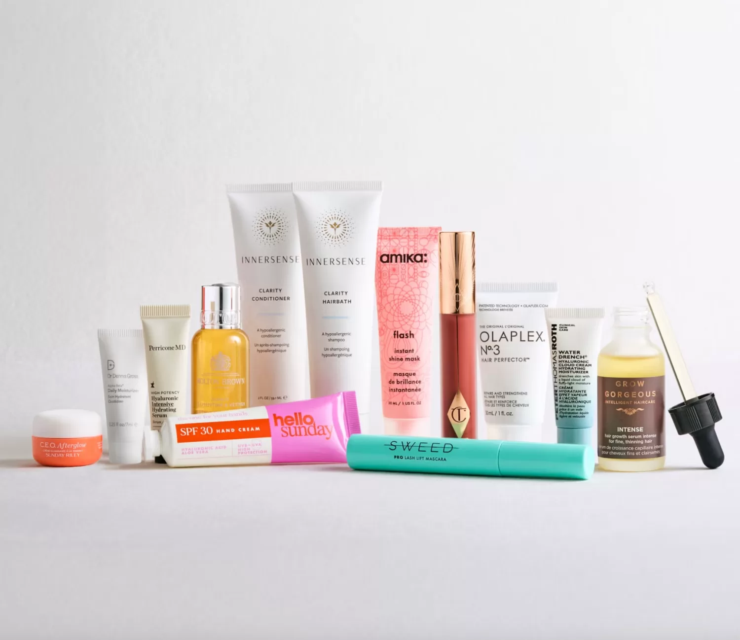 Image of products in the Cult Beauty TLC Bag