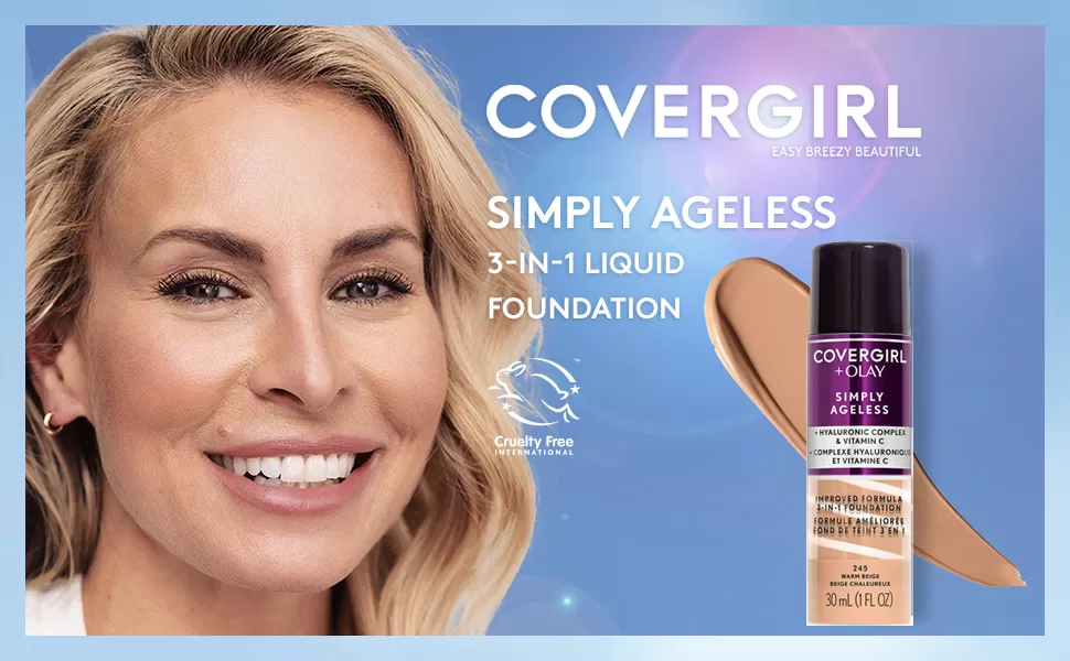 Image of CoverGirl & Olay Simply Ageless 3-in-1 Liquid Foundation, Matte Finish foundations on Amazon products 