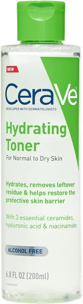 CeraVe Hydrating Toner for Face Non-Alcoholic with Hyaluronic Acid,: Gentle Hydrating Facial Cleanser