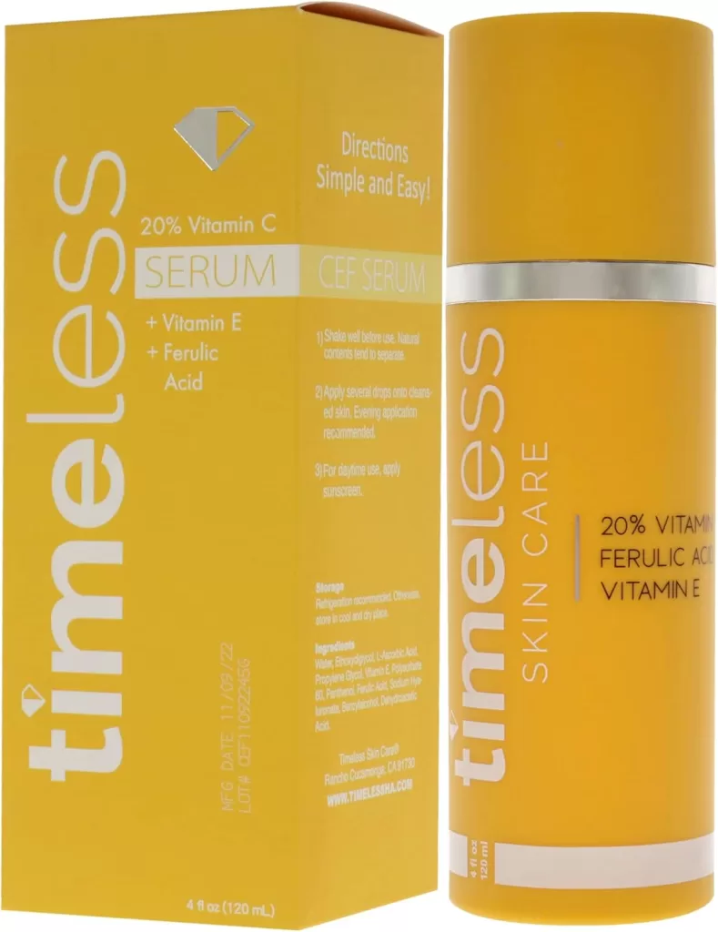 How to Store It for Maximum Effectiveness :Benefits of Vitamin C:Timeless Vitamin C Plus E 20 Percent Ferulic Acid Serum For Unisex 4 oz Serum