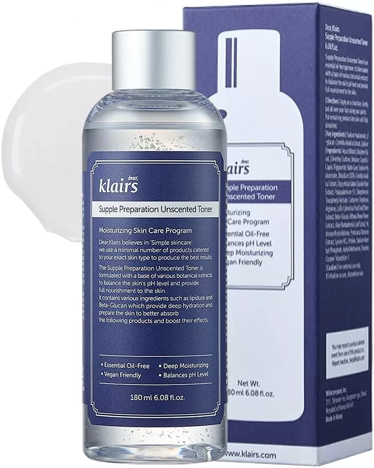 DearKlairs Supple Preparation Unscented Toner 6.08 fl oz :  Korean 10-Step Skincare