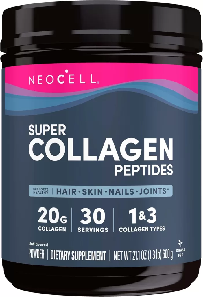 Collagen Peptides for Acne: NeoCell Super Collagen Peptides, Unflavored, Powder, 21.2 oz., 1 Canister