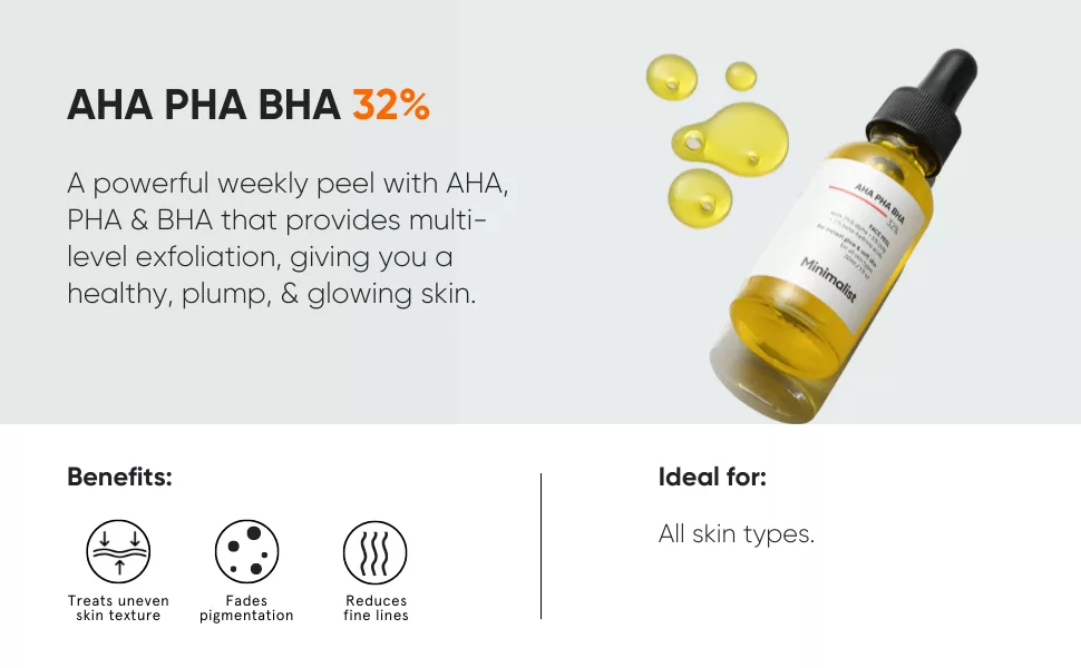 Embrace Minimalist Beauty Routines for Maximum Results: Minimalist 32% AHA PHA BHA Peeling Solution for Glowing Skin