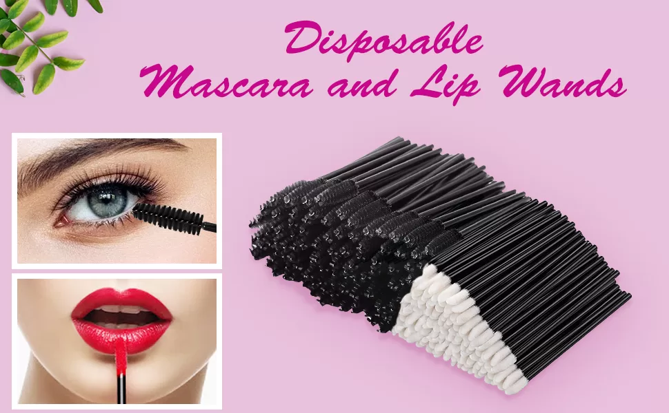 Castor Oil Hair Growth: 200pcs Mascara Wands Lip Wands Set, MORGLES 100pcs Eyelash Spoolies Eyelash Brushes & 100pcs Lip Gloss Wands Disposable, Black