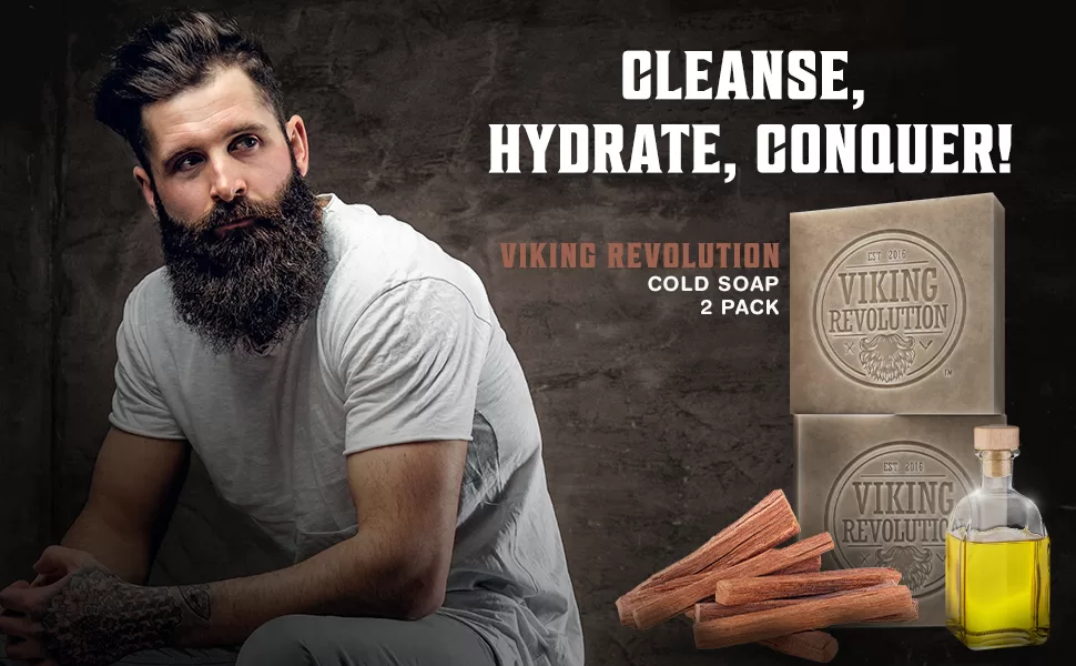 Image of a man with a beard beside Cold soap bars: Indian Skincare Routine