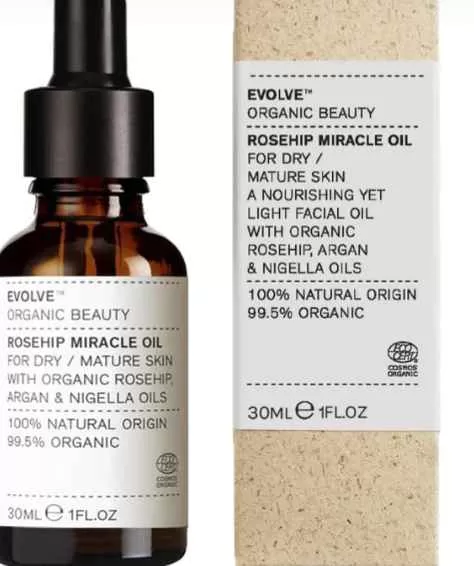 Image of a bottle of Rosehip Miracle Oil..skincare exam products